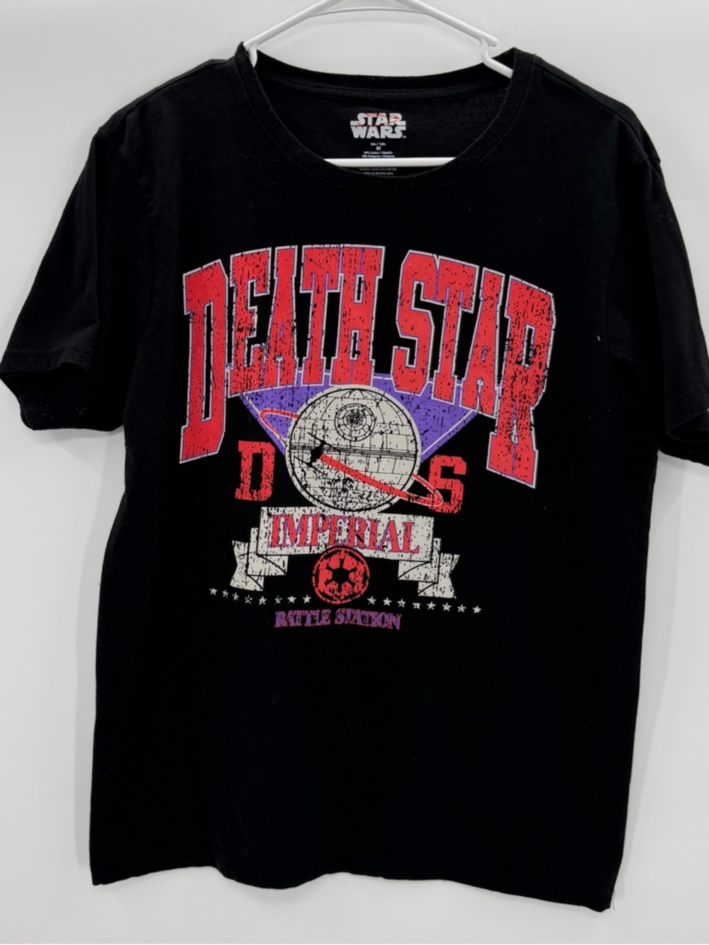 Star Wars Black Death Star Graphic Tee with Red & Purple Accents